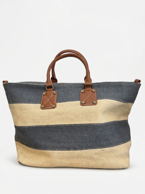 Raffia Tote Shopper Bag in Pacific Blue