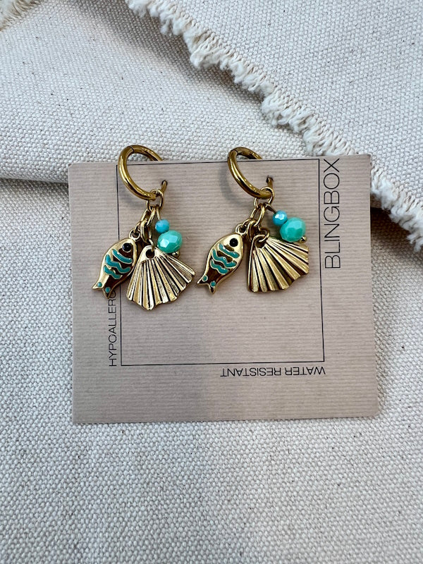 Sea Charm Earrings in Aqua