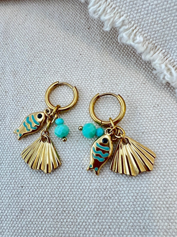 Sea Charm Earrings in Aqua