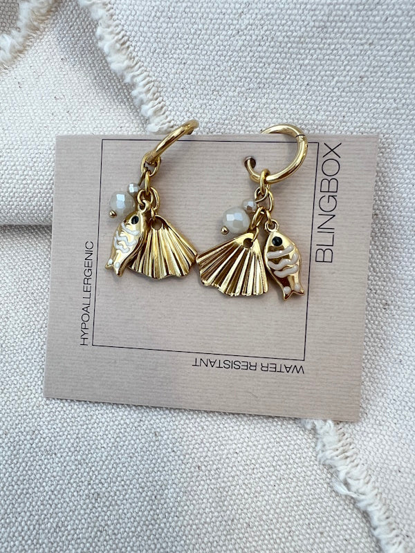 Sea Charm Earrings in White