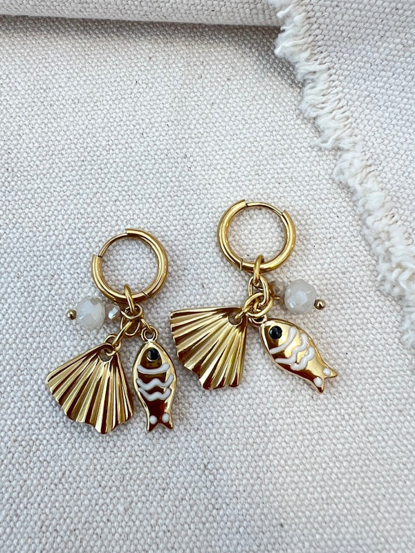 Sea Charm Earrings in White