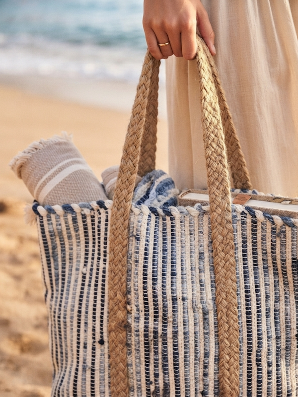 Beach Bag Raffia Sky Blues