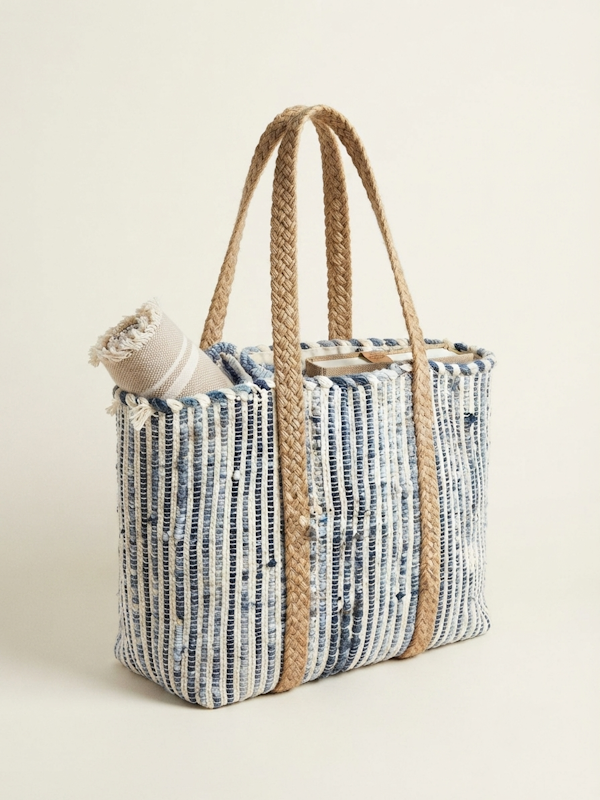 Beach Bag Raffia Sky Blues