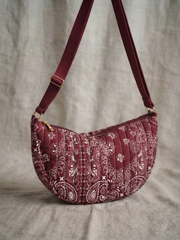 Quilted Paisley Crossbody Bag in Wine