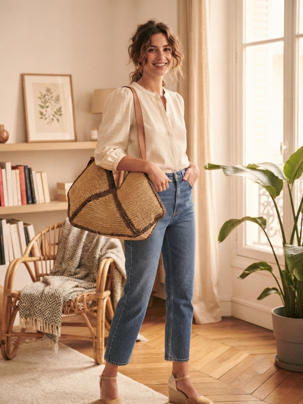 Islander Raffia Shopper in Tan