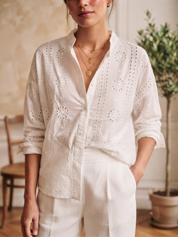 Broderie Bloom Shirt in White