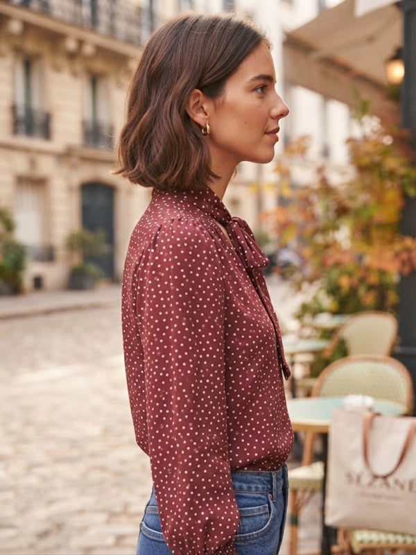Polka Shirt in Wine