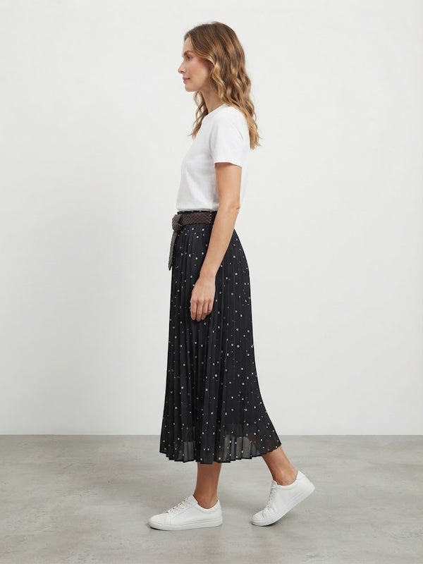 Waffle Skirt in Polka Black