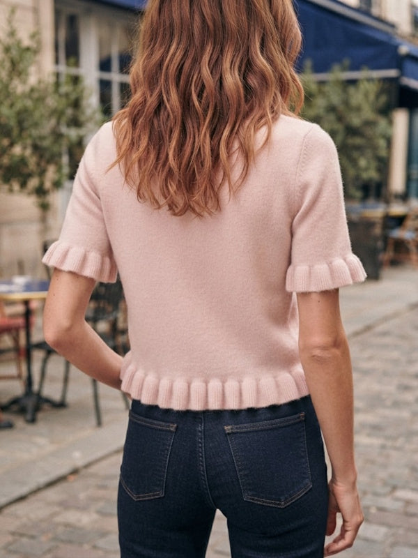 Ruffle Top in Pastel Pink
