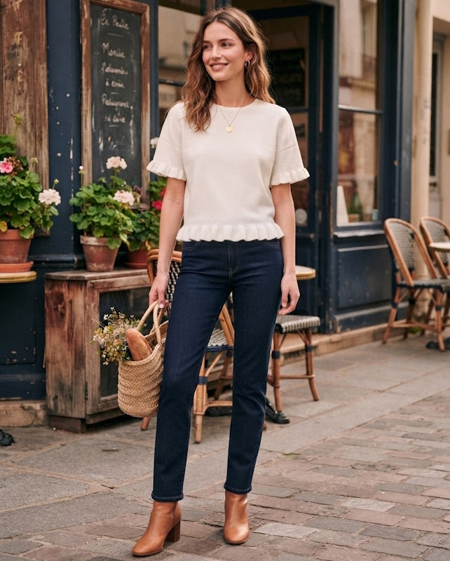 Ruffle Top in Vanilla