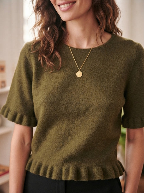 Ruffle Top in Pastel Khaki