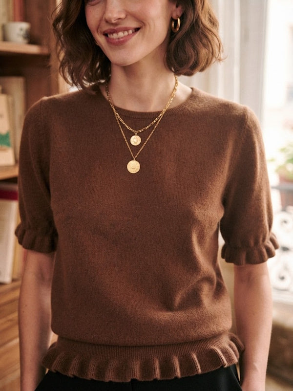 Ruffle Top in Pastel Choco