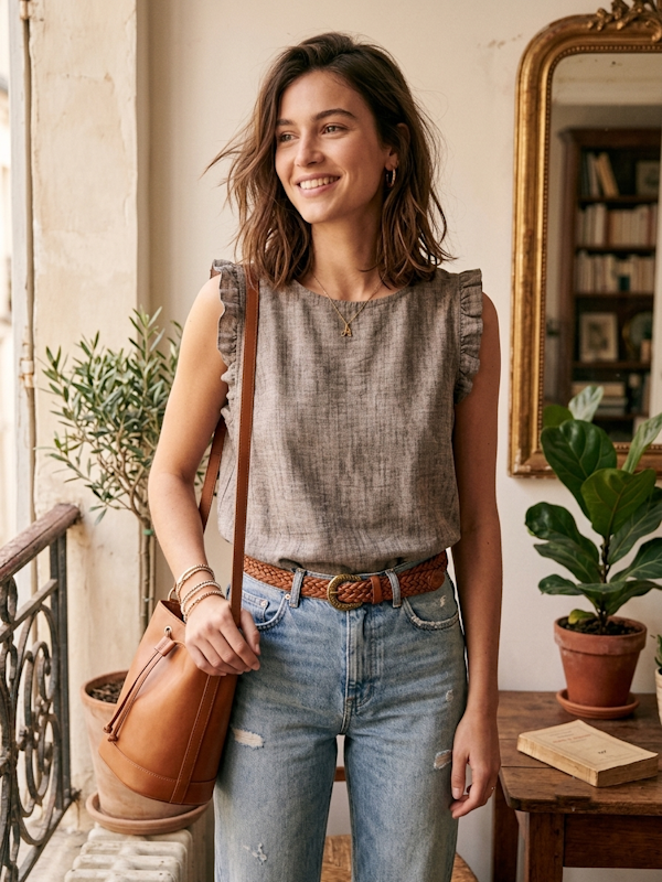 Volan Top in Grey