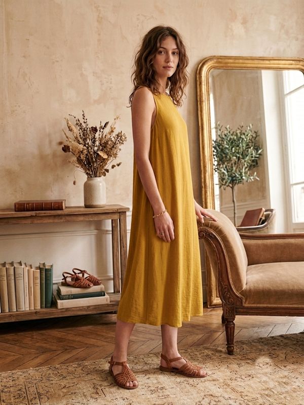 Valia Dress in Mustard