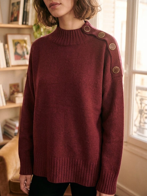 Button up Knit in Wine