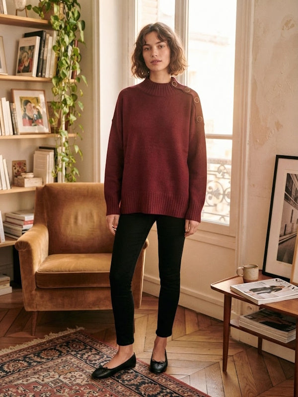 Button up Knit in Wine