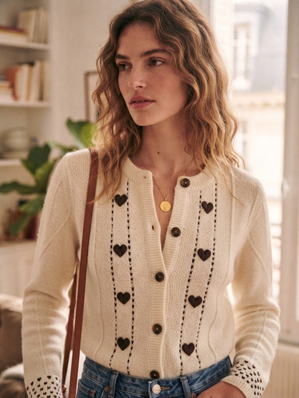 Cardigan Hearts in Vanilla
