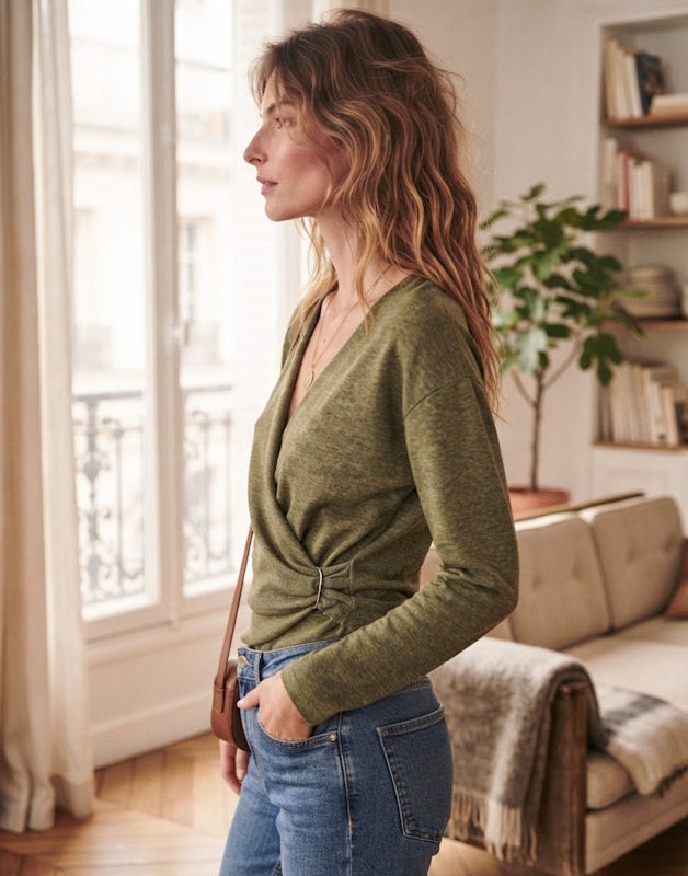Kanya Wrap V Top Khaki