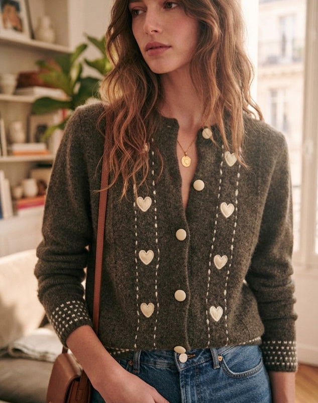 Cardigan Hearts in Mocca