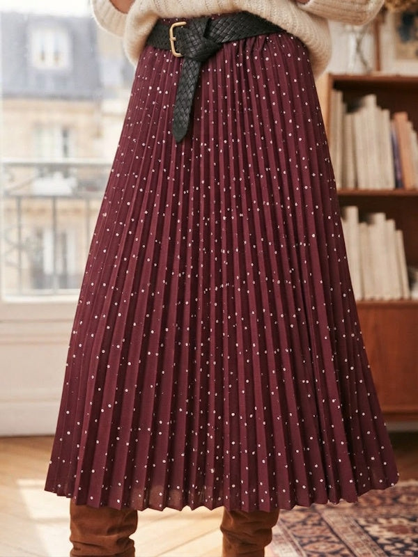 Waffle Skirt in Polka Wine