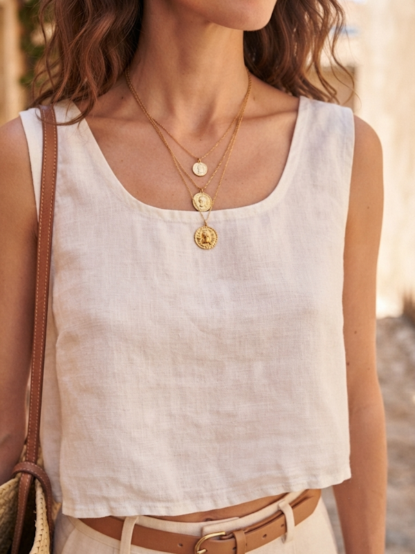 Linen Top in White