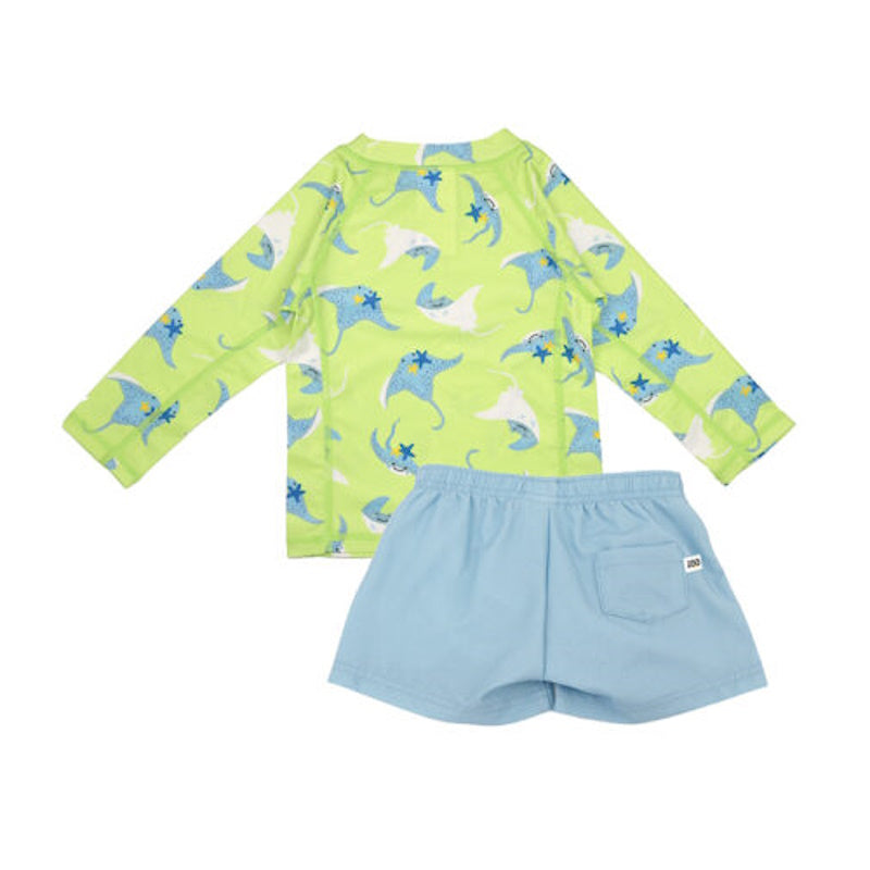 Zoocchini Σετ UV Μαγιώ Σορτς και Μπλούζα Stingray