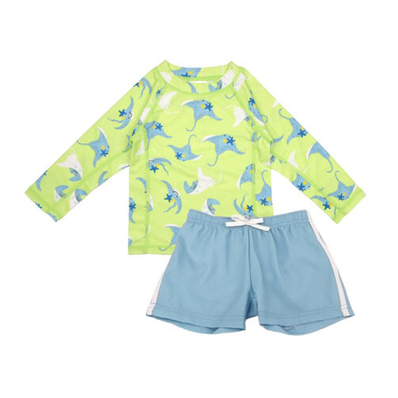 Zoocchini Σετ UV Μαγιώ Σορτς και Μπλούζα Stingray
