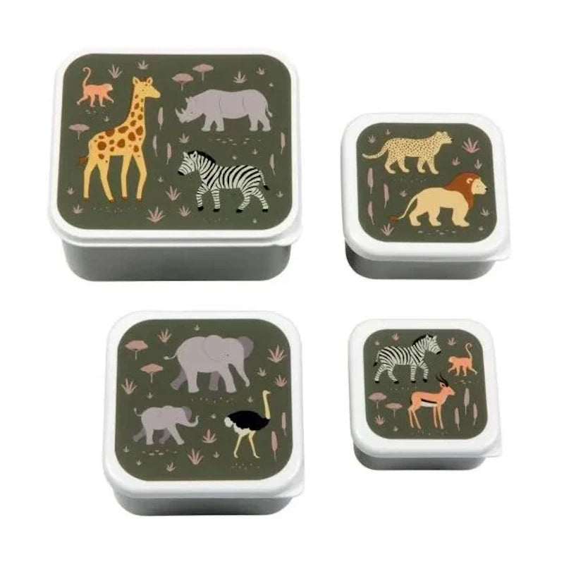 A Little Lovely Company - 4 Lunch & Snack Boxes Safari