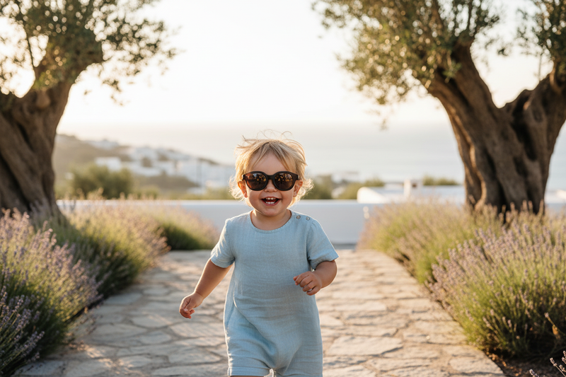 Brown round sunnies on toddler 2-3y