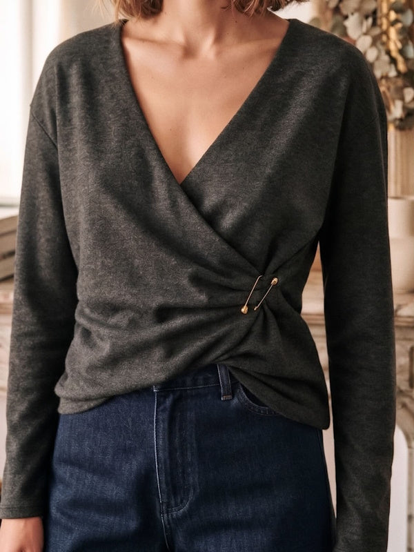 Kanya Wrap V Top Grey