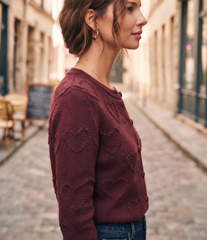 Heart me Knit Cardigan in Choco