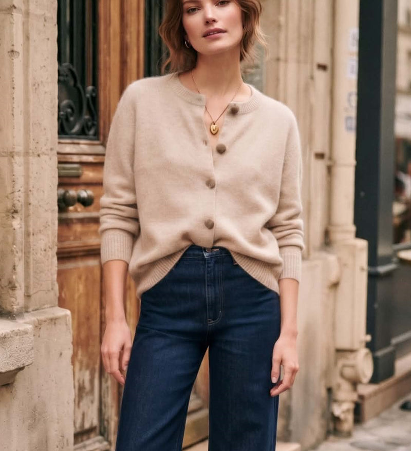 Nolla Button Cardi in Ivory