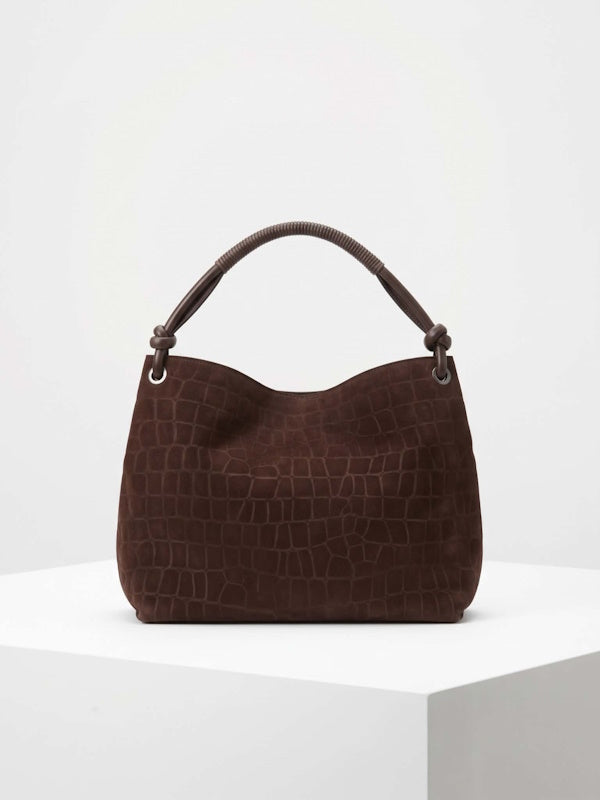 Sienna Croco Handbag Bag in Chocolate