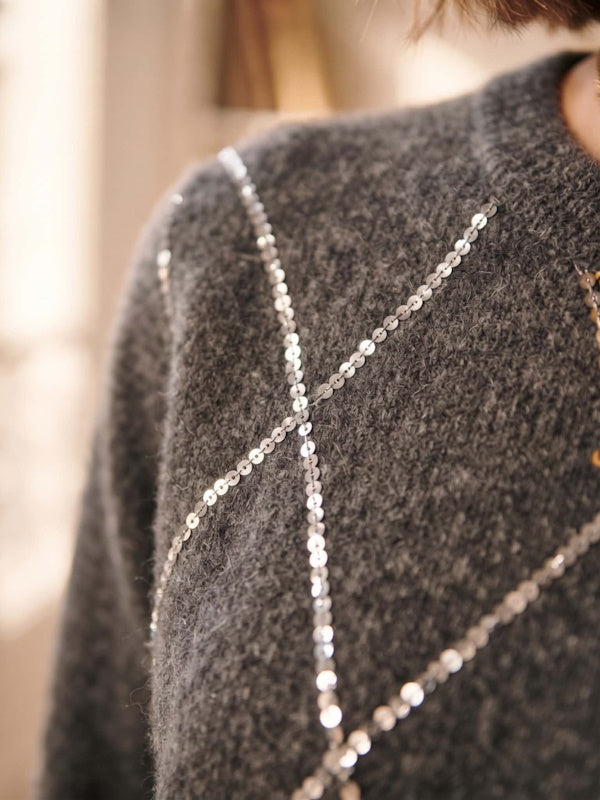 Rhombus knit in Grey & Silver