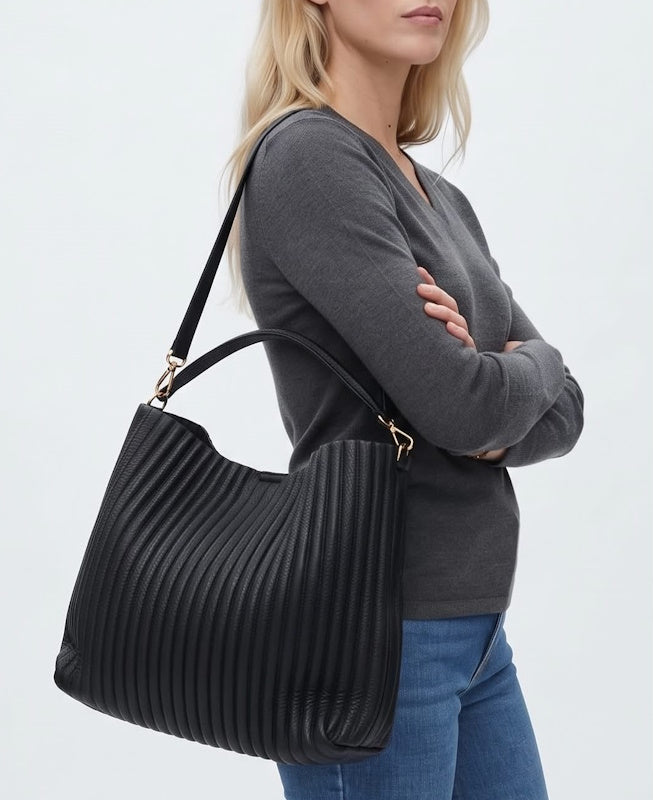 Plise Shoulder Bag in Black
