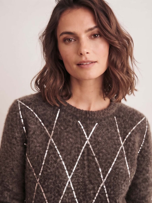 Rhombus knit in Brown & Silver
