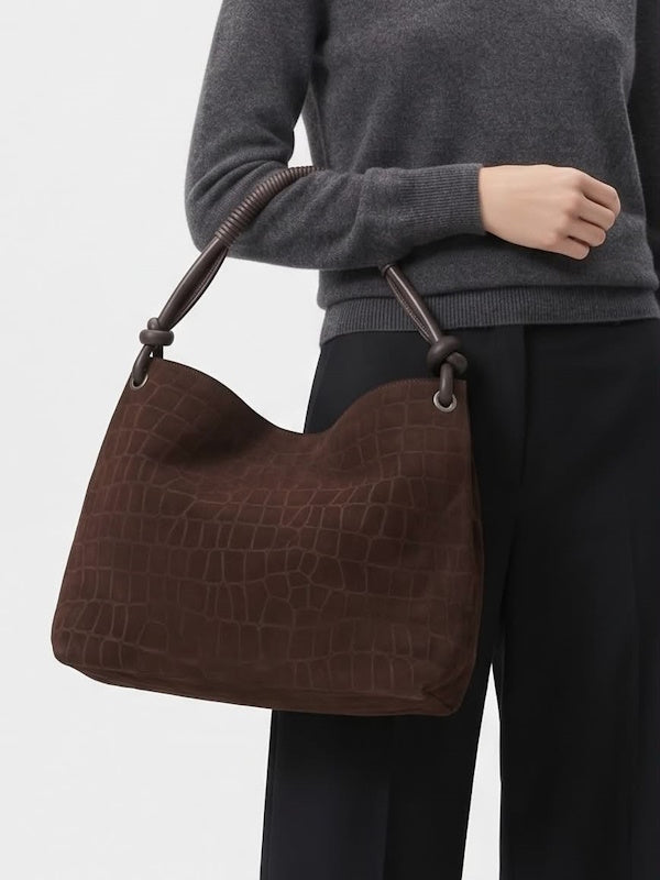 Sienna Croco Handbag Bag in Chocolate