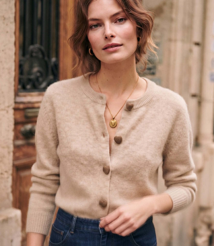 Nolla Button Cardi in Ivory