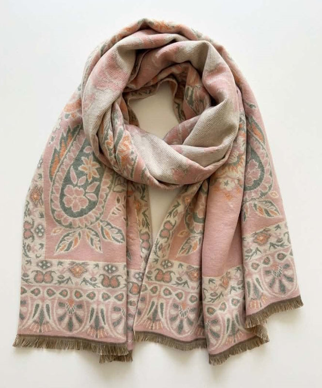 Linder Paisley Scarf in Pastel Pink