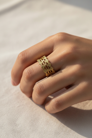 Gold Crown Ring on Model Hand