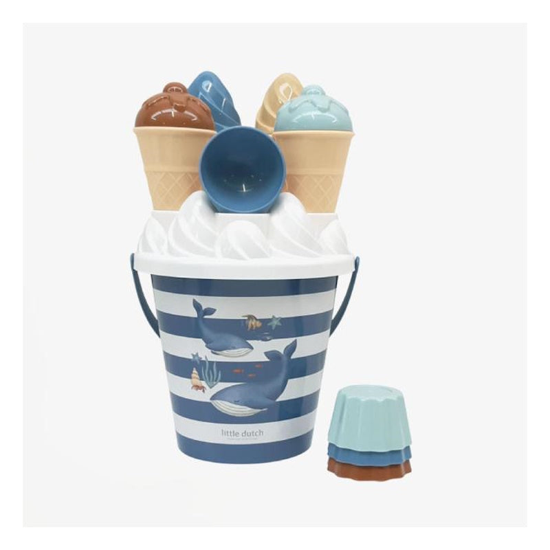 Little Dutch   Σετ 14 κουβαδάκια παραλίας σχέδιο παγωτού Ocean World Blue