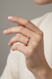 The Dime Ring in Pink on Hand Model